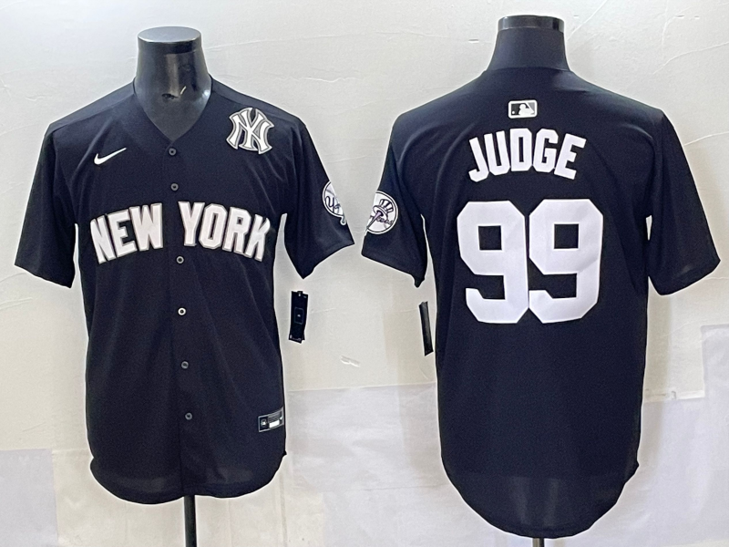 Men 2025 New York Yankees 99 Judge black Nike MLB Jersey style 7250010